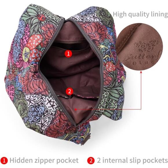 Black Butterfly Premium Backpack for Women, Bohemia Style Fashion Casual Daypack main image 5